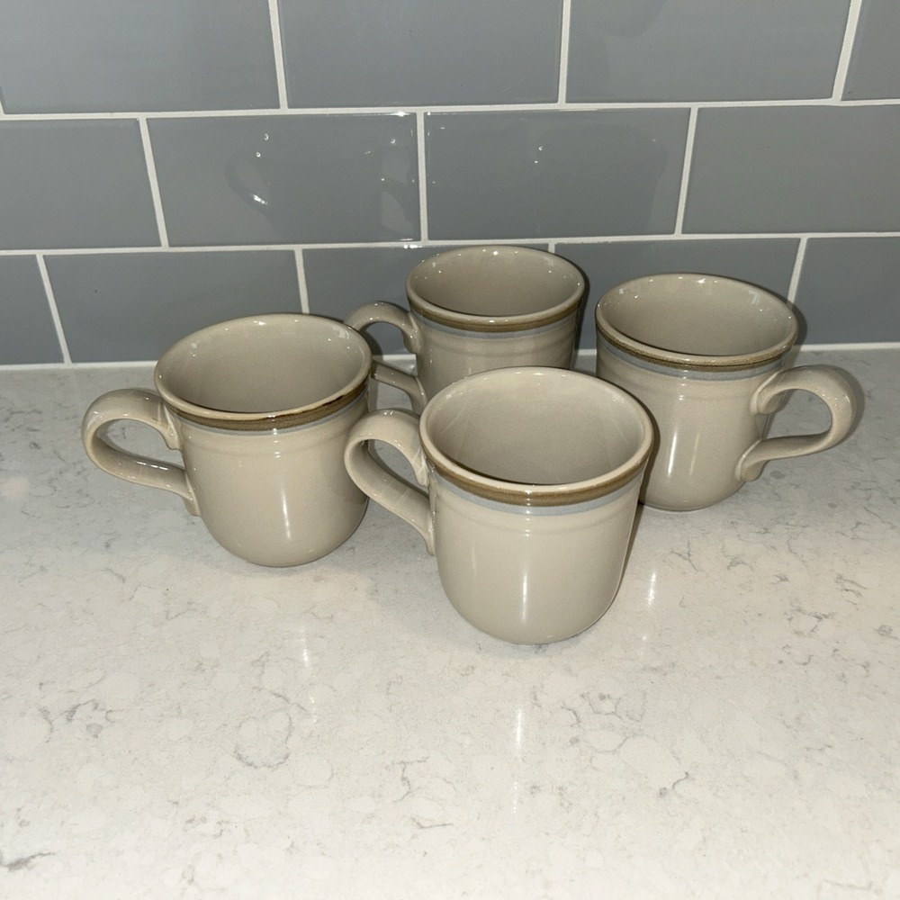 Noritake Stoneware Painted Desert  Mugs Vintage Neutral Beige Set Of 4